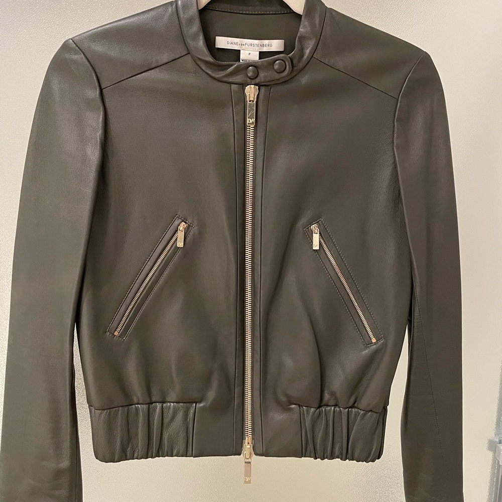DVF Green Leather Jacket